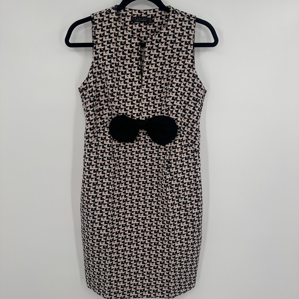 Twin-Set Simona Barbieri Dress Womens Small Sleeveless Bow Sheath Made in Italy